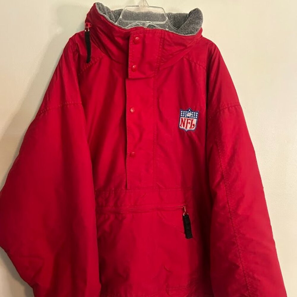 NFL Red Big Pouch Pocket Pullover Starter Style Jacket Size XL